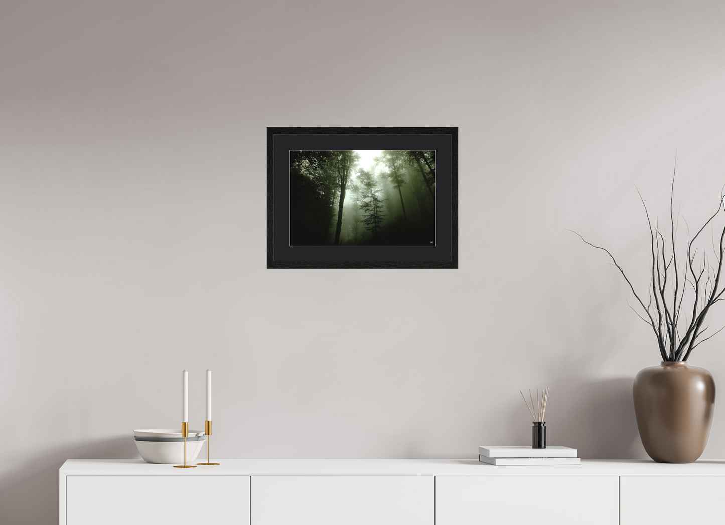 45 x 30 cm, Cadre Noir PP Noir - Photo Couleur Promenons nous dans les bois