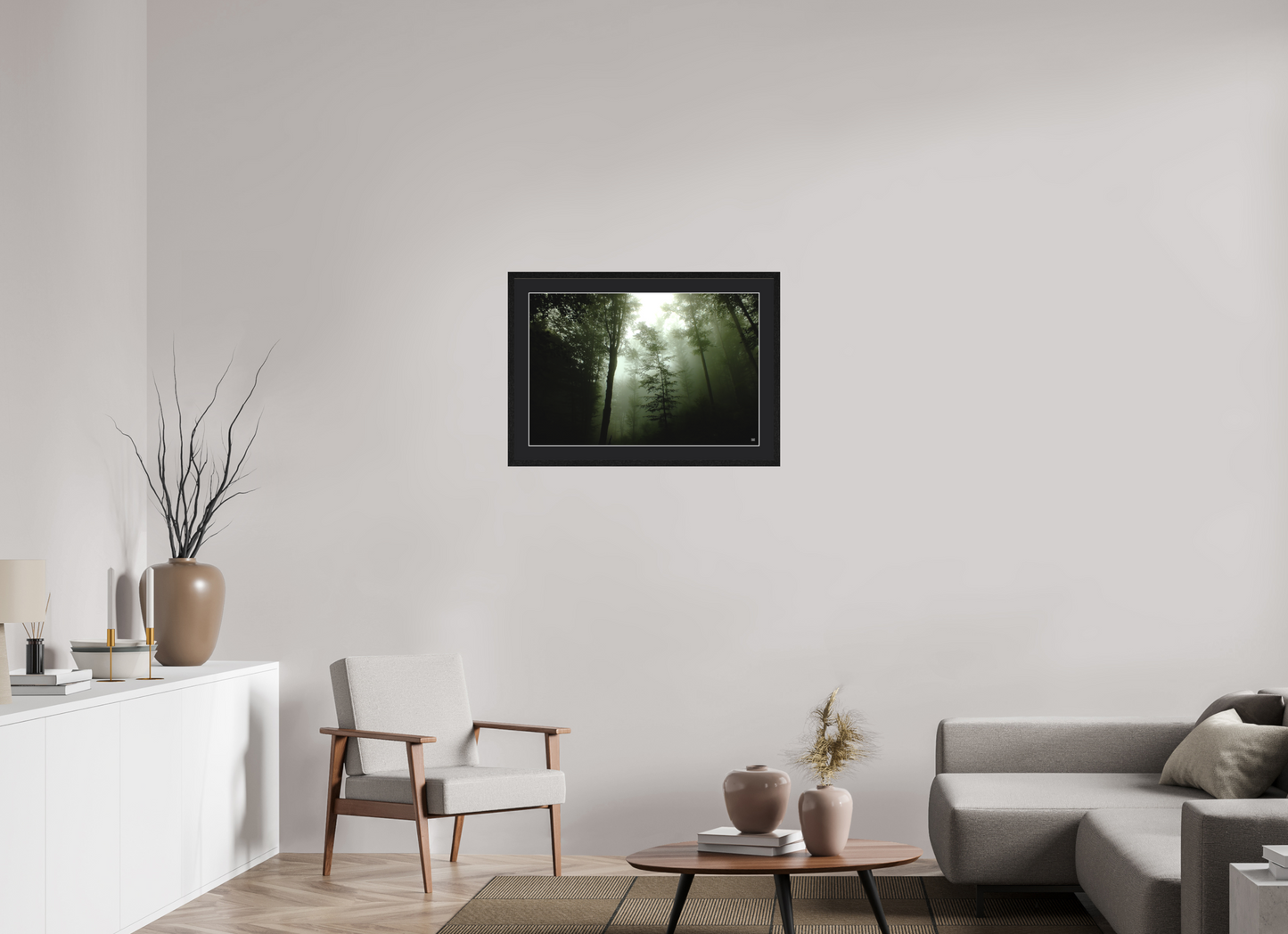 75 x 50 cm, Cadre Noir PP Noir - Photo Couleur Promenons nous dans les bois